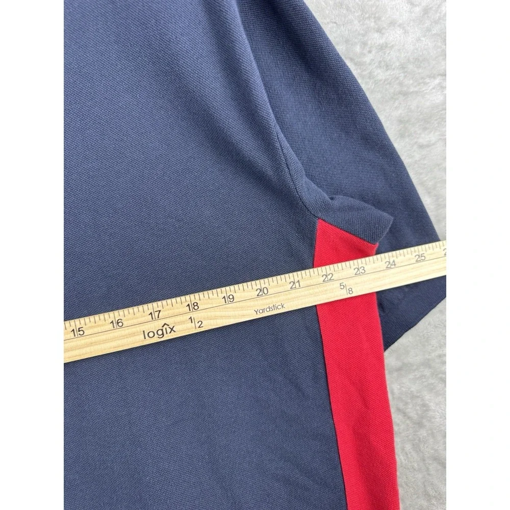 Polo Ralph Lauren Zip‎ Snap Collar Polo Club Shirt Blue Mens Large Tall Cotton